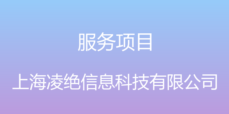 服务项目 - 上海凌绝信息科技有限公司